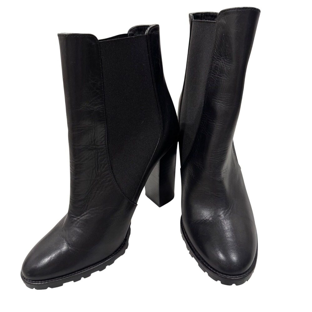 POLO RALPH LAUREN Women's Leather Ankle Stretch Booties Size 6.5 Black